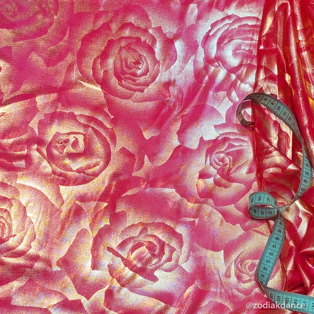 Crepe-Chiffon Metallic Rose Passion Pink/Gold