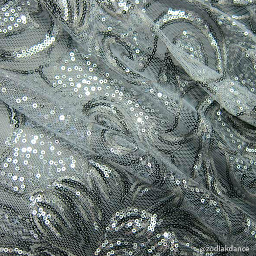 Lace Sequins Embroidery Mesh Flower Contour Black/White