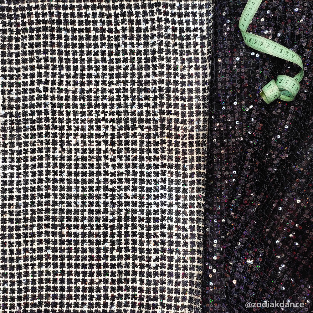 Sequin Lace Fish net Hematite