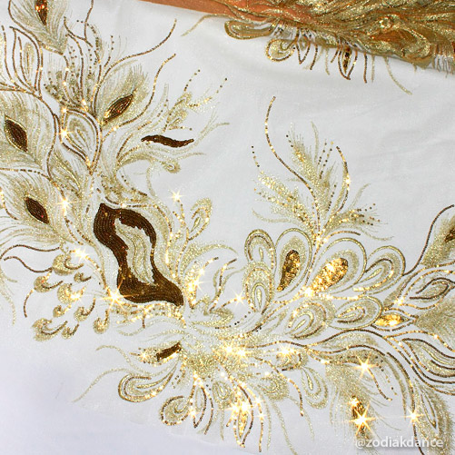 Lace Sequin Embroidery Жар-птица Gold