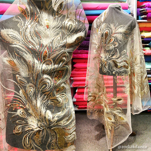 Lace Sequin Embroidery Жар-птица Gold
