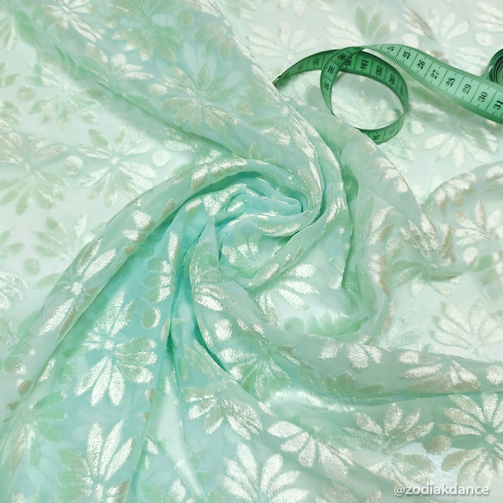 Georgette Flock Mint Green