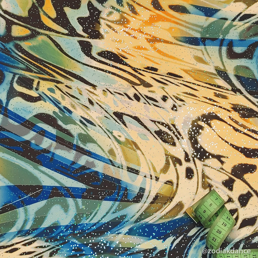 Lycra  Print Abstract Blue/Yellow