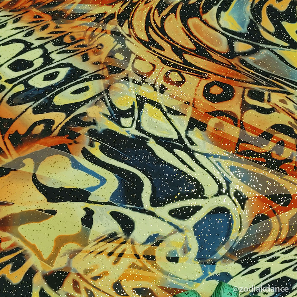 Lycra  Print Abstract Navy/Orange