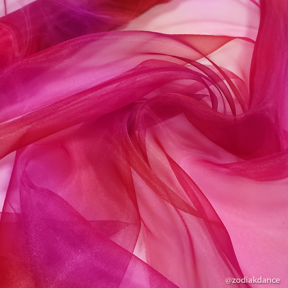 Органза трехцветный градиент Passion Pink/Fuchsia/Red