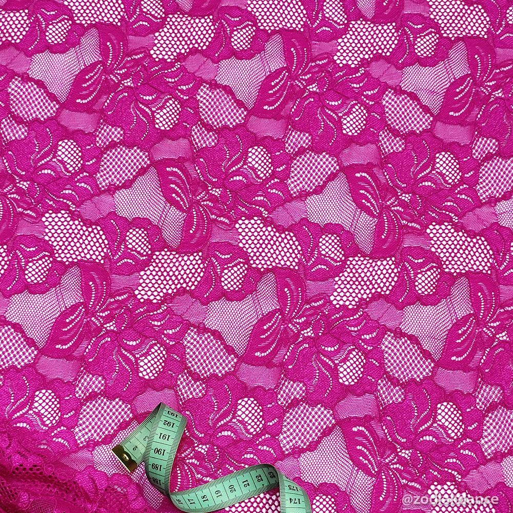 Stretch Lace Floral Cascade Fuchsia Pink