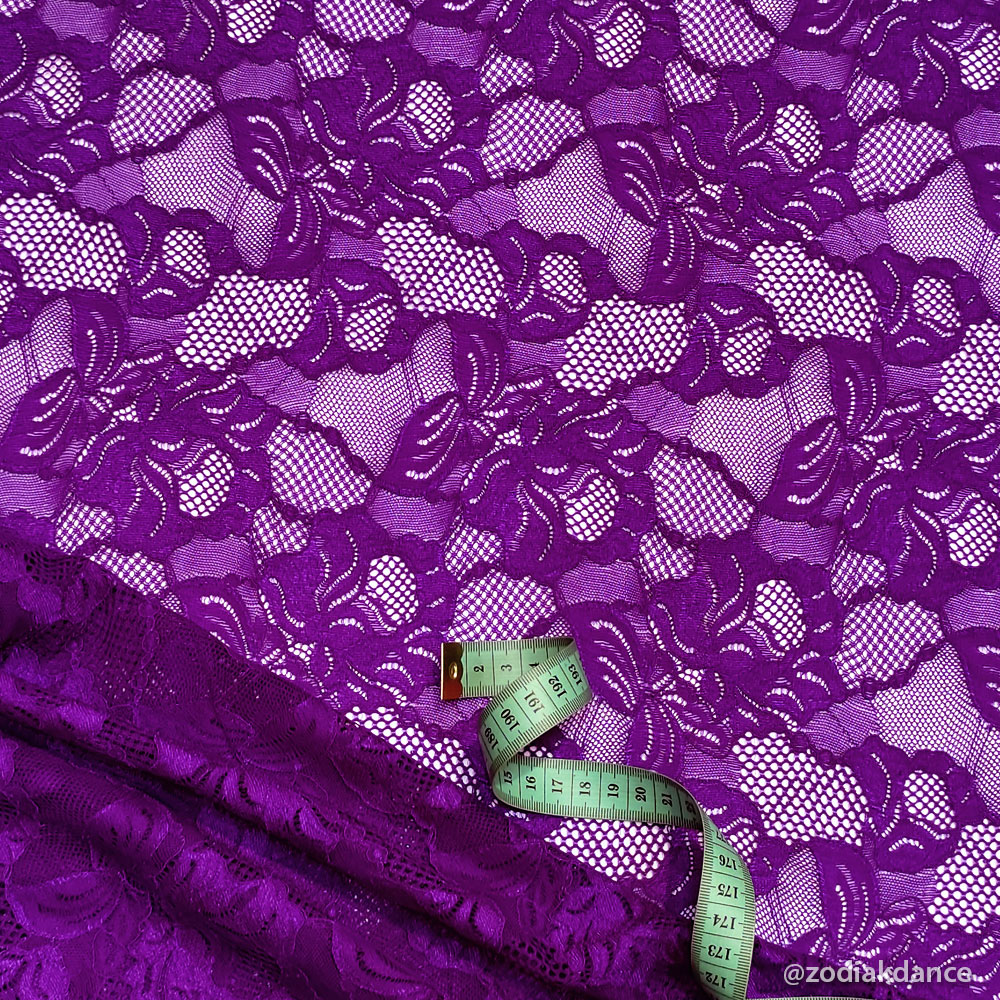 Stretch Lace Floral Cascade Purple Rain