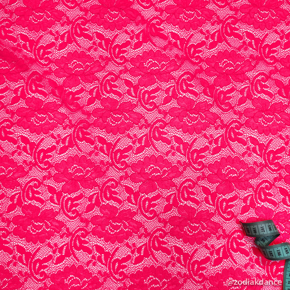 Flower Stretch Lace Pink Tropicana