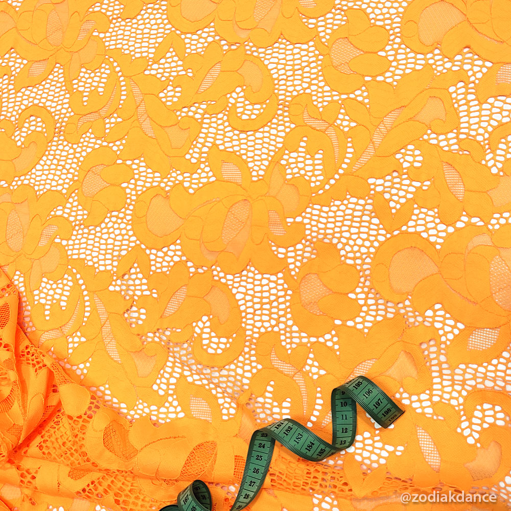 Stretch Lace Geometric Saffron